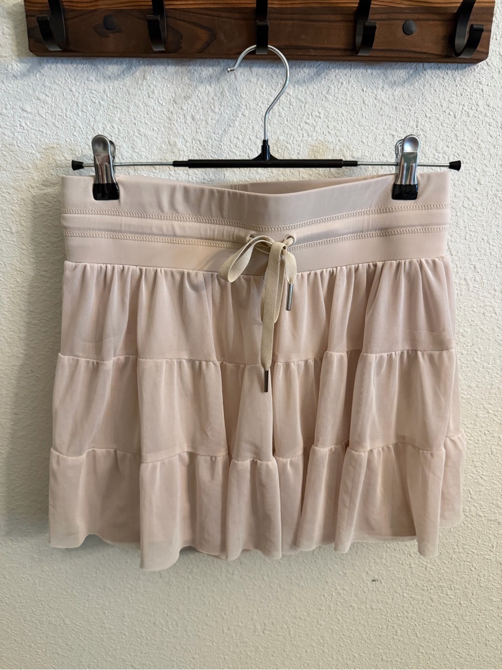 Women’s Tiered Drawstring Mini Skirt - Light Blush